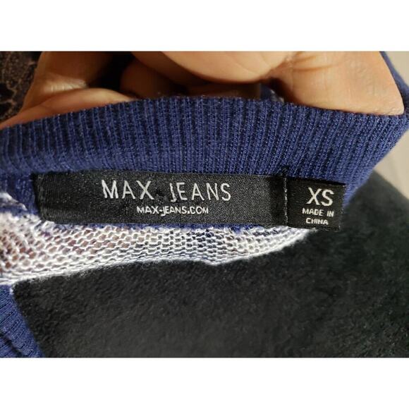 Max Jeans Women's Blue Floral Rayon Crew Neck Long Sleeve Sweater Size X-Small - Picture 8 of 12